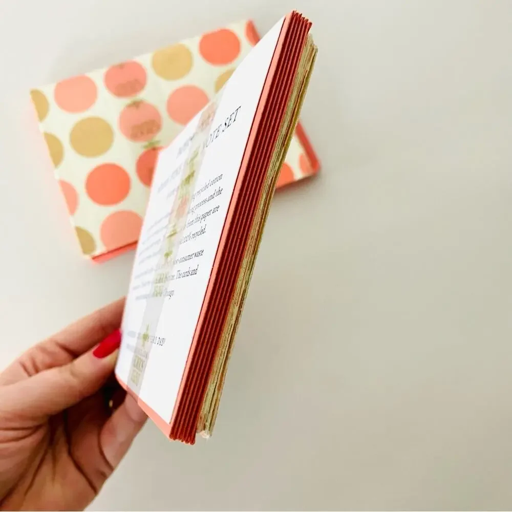 NEW PAPER SOURCE Salmon Pink White Gold Polka Dot Handmade Greeting Card S/2